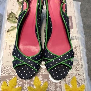 Lilly Pulitzer Navy Polka Dot Wedges